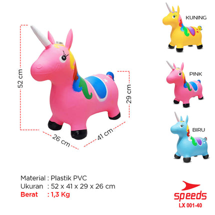 SPEEDS Mainan Kuda-Kudaan Karet Tiup Anak Jumping Horse 001-40