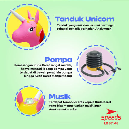 SPEEDS Mainan Kuda-Kudaan Karet Tiup Anak Jumping Horse 001-40