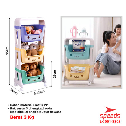 SPEEDS Toy Shelf Children's Multi-layered Shelf with Wheels Versatile Large Rack Multifunctional Simple Toy Storage 001-8803