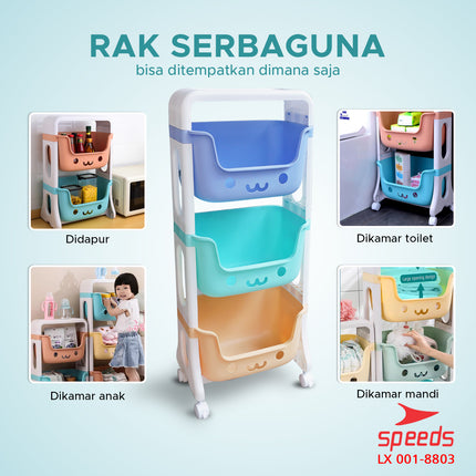 SPEEDS Toy Shelf Children's Multi-layered Shelf with Wheels Versatile Large Rack Multifunctional Simple Toy Storage 001-8803