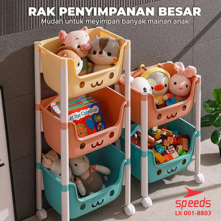 SPEEDS Toy Shelf Children's Multi-layered Shelf with Wheels Versatile Large Rack Multifunctional Simple Toy Storage 001-8803