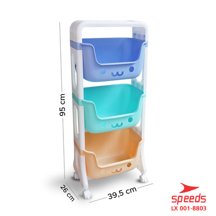 SPEEDS Toy Shelf Children's Multi-layered Shelf with Wheels Versatile Large Rack Multifunctional Simple Toy Storage 001-8803