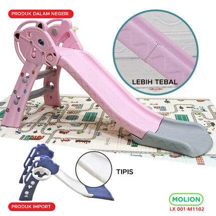 SNI Toys Children's Slide with Fence Swing Rocking Horse and Standard Mat 001-M1102
