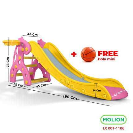 SNI Children's Slide Toy HDPE Kids Slide Playground Toy Free Basketball Hoop Standard 001-M1106