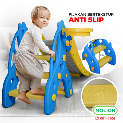 SNI Children's Slide Toy HDPE Kids Slide Playground Toy Free Basketball Hoop Standard 001-M1106