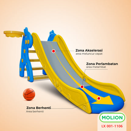 SNI Children's Slide Toy HDPE Kids Slide Playground Toy Free Basketball Hoop Standard 001-M1106