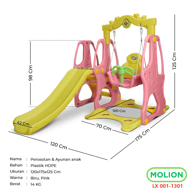 Kids Swing Slide 3in1 Toys Toddler Slide Swing with SNI Standard 001-M1301