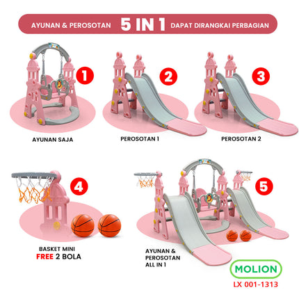 5-in-1 Slide Swing Double Slide Playground 001-M1313