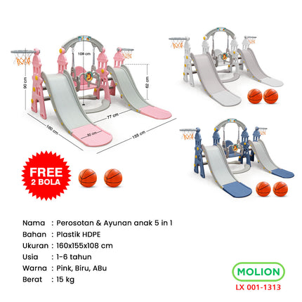5-in-1 Slide Swing Double Slide Playground 001-M1313