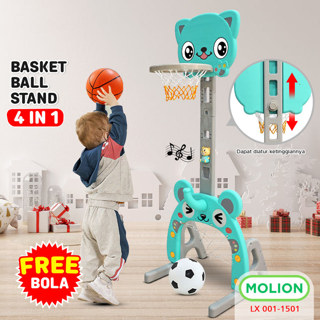 SNI 4-in-1 Basketball Ring Toy for Kids, Soccer Goal, Character Basketball Hoop, Kids' Entertainment - LX 001-M1501
