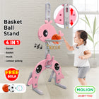 SNI Kids' 4-in-1 Basketball Hoop Toy, Kids' Soccer Goal, Educational Whale Model Basketball Stand 001-M1502
