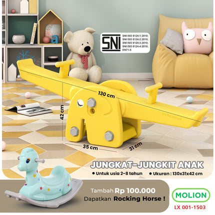 SNI Toy Seesaw for Kids, Slide Seesaw, Playground Slide, Rocking Horse, Standard 001-M1503