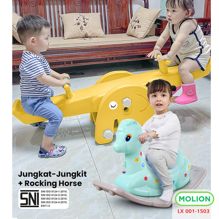 SNI Toy Seesaw for Kids, Slide Seesaw, Playground Slide, Rocking Horse, Standard 001-M1503