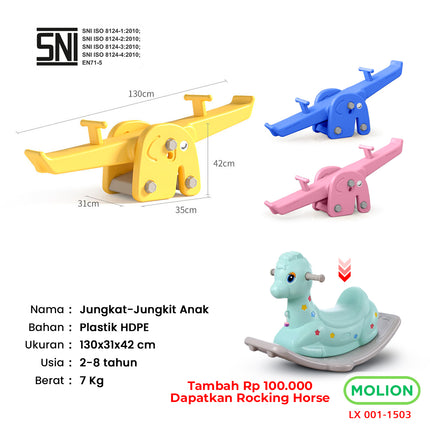 SNI Toy Seesaw for Kids, Slide Seesaw, Playground Slide, Rocking Horse, Standard 001-M1503