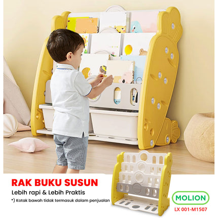 3-Tier Kids Book Rack Magazine Comic Organizer Storage Rack LX 001-M1507 Rocking Horse Slide