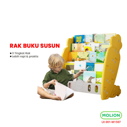 3-Tier Kids Book Rack Magazine Comic Organizer Storage Rack LX 001-M1507 Rocking Horse Slide
