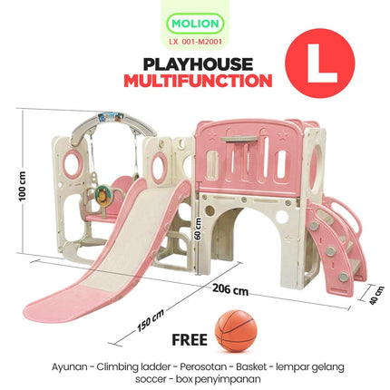 6in1 Playhouse Playground Slide Play House Indoor Outdoor Children's Playground Toy 001-M2001