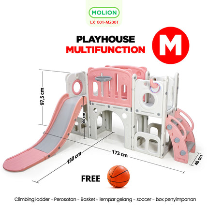 6in1 Playhouse Playground Slide Play House Indoor Outdoor Children's Playground Toy 001-M2001
