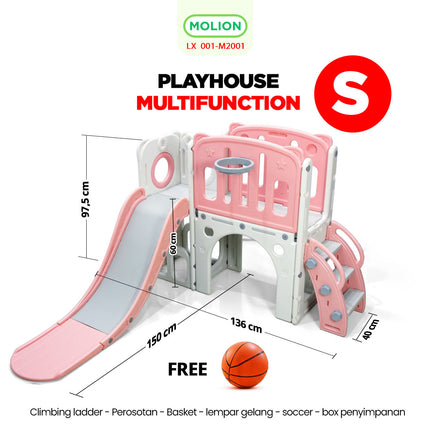 6in1 Playhouse Playground Slide Play House Indoor Outdoor Children's Playground Toy 001-M2001