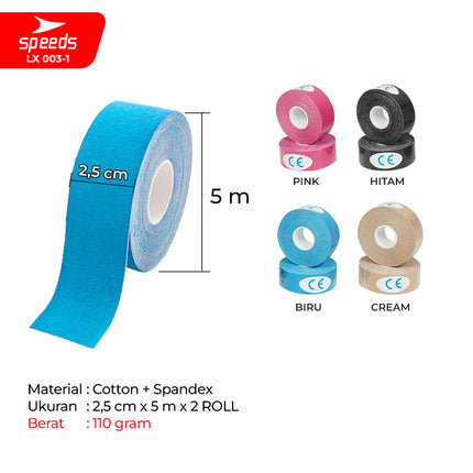 SPEEDS Kanesio Tape / Tapping / Kinesiology Tape 2.5cm x 5m Termurah Tapping Wrist Olahraga Fitness 003-1