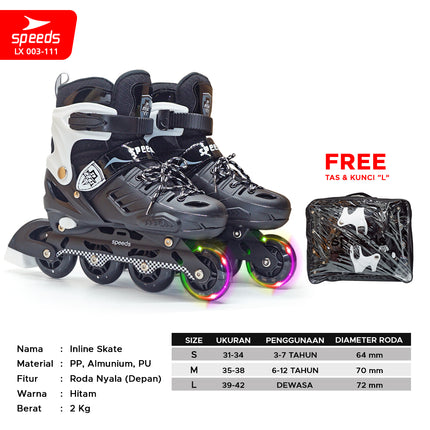 SPEEDS Kids and Adult Inline Roller Skates Full PU Rubber Wheels 003-111