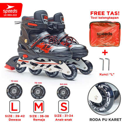 SPEEDS Children and Adult Roller Skates Inline Skate Full Rubber PU Light-Up Wheels 1 Random Color 003-222