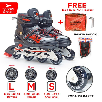 SPEEDS Children and Adult Roller Skates Inline Skate Full Rubber PU Light-Up Wheels 1 Random Color 003-222