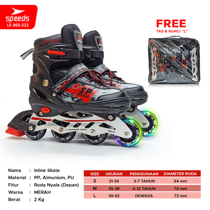 SPEEDS Children and Adult Roller Skates Inline Skate Full Rubber PU Light-Up Wheels 1 Random Color 003-222