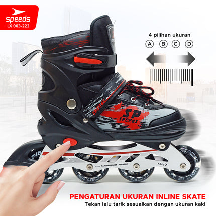 SPEEDS Children and Adult Roller Skates Inline Skate Full Rubber PU Light-Up Wheels 1 Random Color 003-222