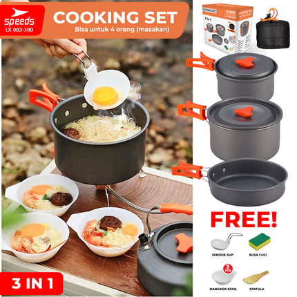 SPEEDS Alat Masak Set CampingNesting 3in1 003-300