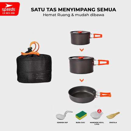 SPEEDS Alat Masak Set CampingNesting 3in1 003-300