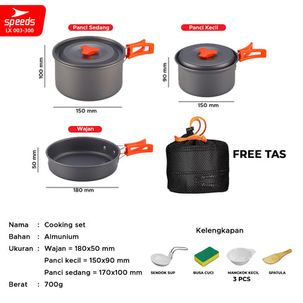 SPEEDS Alat Masak Set CampingNesting 3in1 003-300