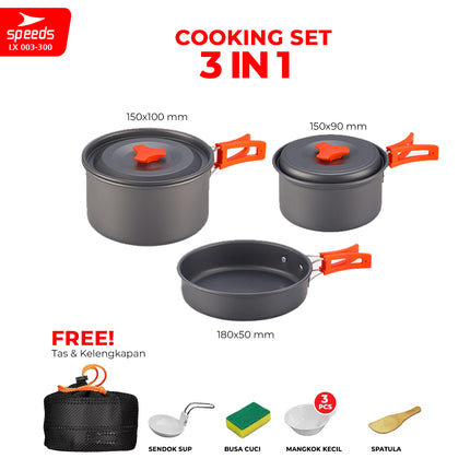 SPEEDS Alat Masak Set CampingNesting 3in1 003-300