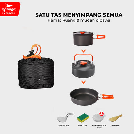 SPEEDS Alat Masak Camping Panci Set 3in1 003-301