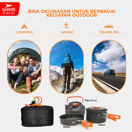 SPEEDS Alat Masak Camping Panci Set 3in1 003-301