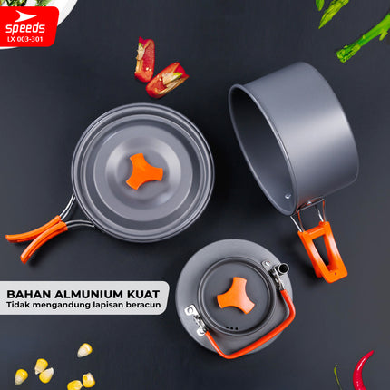 SPEEDS Alat Masak Camping Panci Set 3in1 003-301
