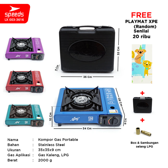 SPEEDS Portable Gas Stove 2-in-1 Outdoor Indoor Cooking Stove Camping LX 003-3616