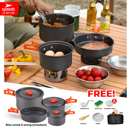 SPEEDS Alat Masak Set Camping Nesting 4in1 003-500