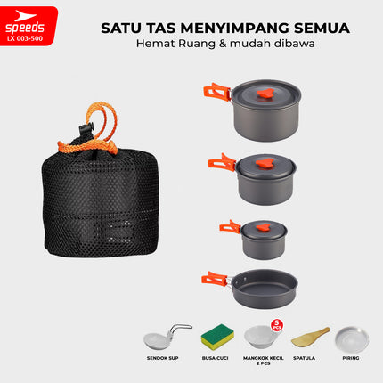 SPEEDS Alat Masak Set Camping Nesting 4in1 003-500