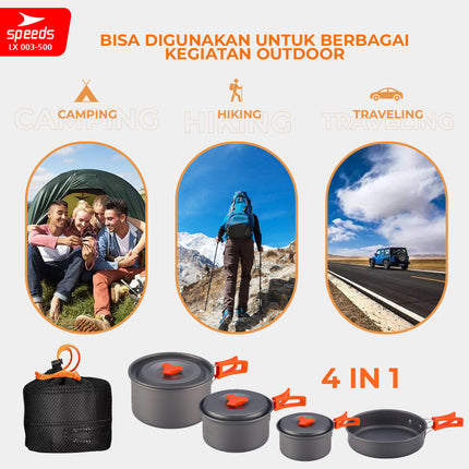 SPEEDS Alat Masak Set Camping Nesting 4in1 003-500