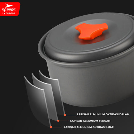 SPEEDS Alat Masak Set Camping Nesting 4in1 003-500
