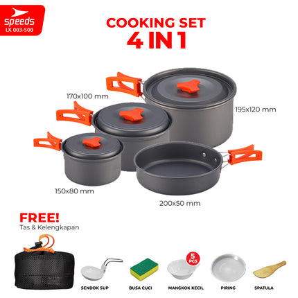 SPEEDS Alat Masak Set Camping Nesting 4in1 003-500