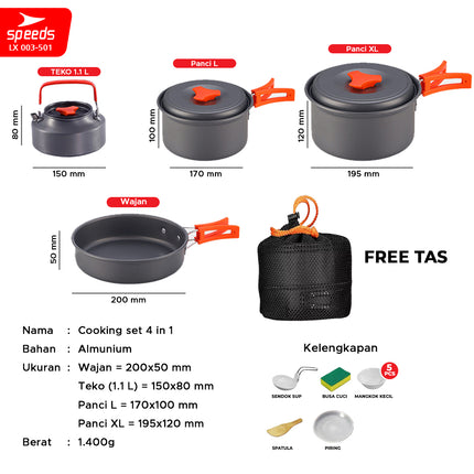 SPEEDS Alat Masak Set Nesting 4in1 003-501