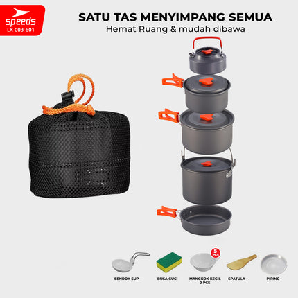 SPEEDS Alat Masak Set Camping Nesting 4in1 003-601