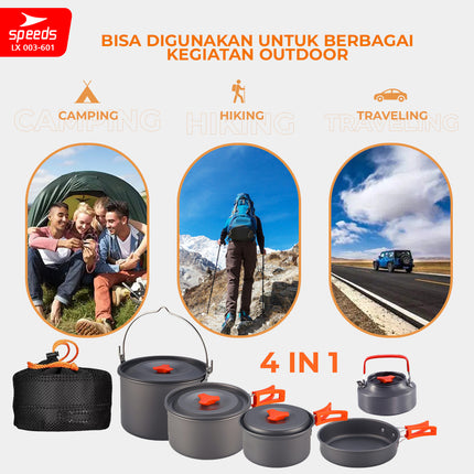 SPEEDS Alat Masak Set Camping Nesting 4in1 003-601