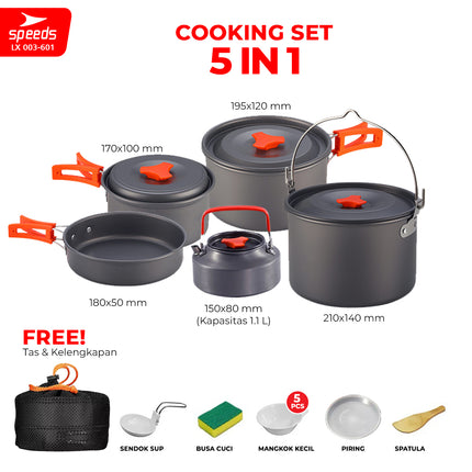 SPEEDS Alat Masak Set Camping Nesting 4in1 003-601