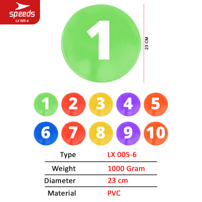 SPEEDS Flat Disc Marker Football Futsal Sports Marker 1 Complete Set Agility Training Marker 005-6