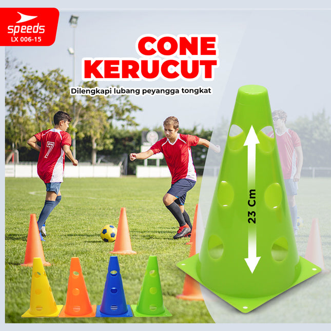SPEEDS Cone Sepak Bola 23cm Kerucut Penanda Sepak Bola Olahraga Futsal Berlubang 006-15