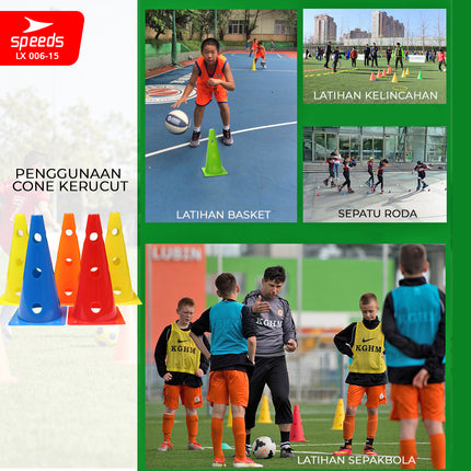 SPEEDS 23cm Soccer Cone Futsal Sports Marker Cone with Holes 006-15