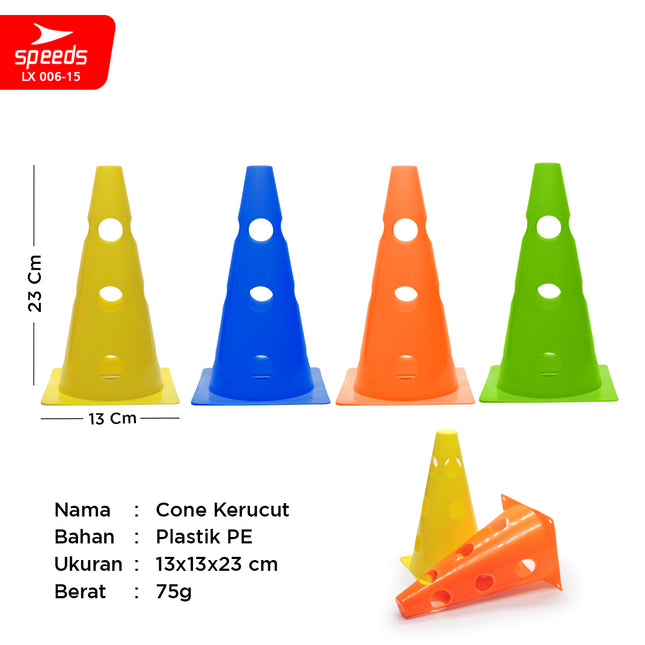 SPEEDS Cone Sepak Bola 23cm Kerucut Penanda Sepak Bola Olahraga Futsal Berlubang 006-15
